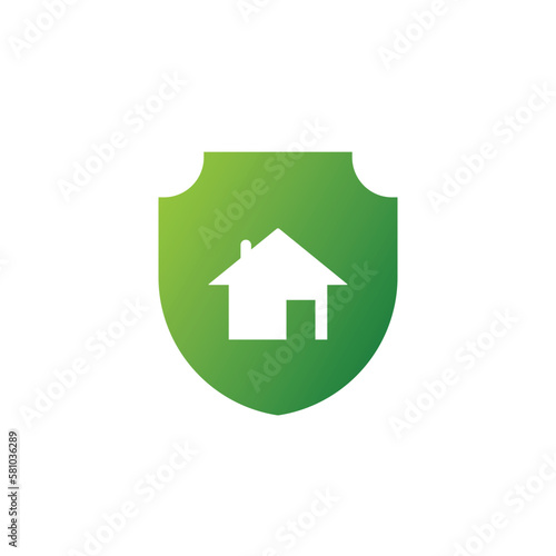 Green shield with house icon