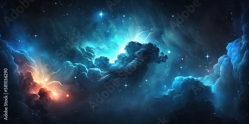 Night sky with stars and nebula - ideal for web banners and space backgrounds, Generative AI
