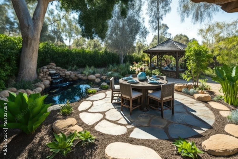 Obraz premium Spring Garden Oasis Escape Generative AI