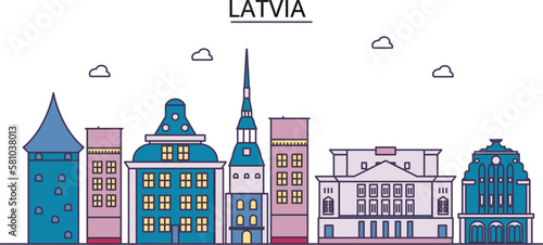 Latvia tourism landmarks, vector city travel illustration photo