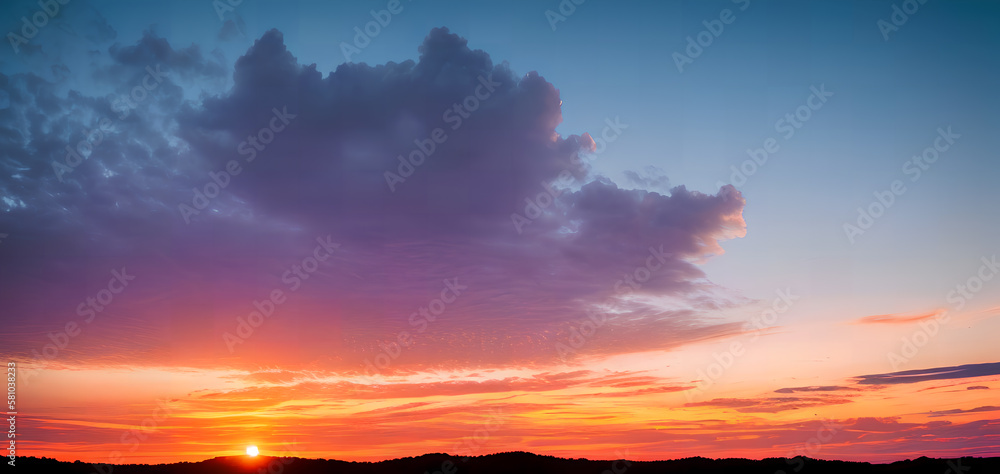 sunset in the sky, Twilight sky for background. Ai generated