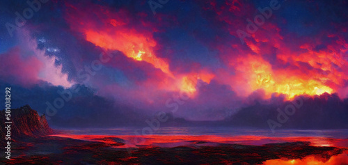 Sunset sky twilight color for background, banner, backdrop, wallpaper, card, postcard. Ai generated.