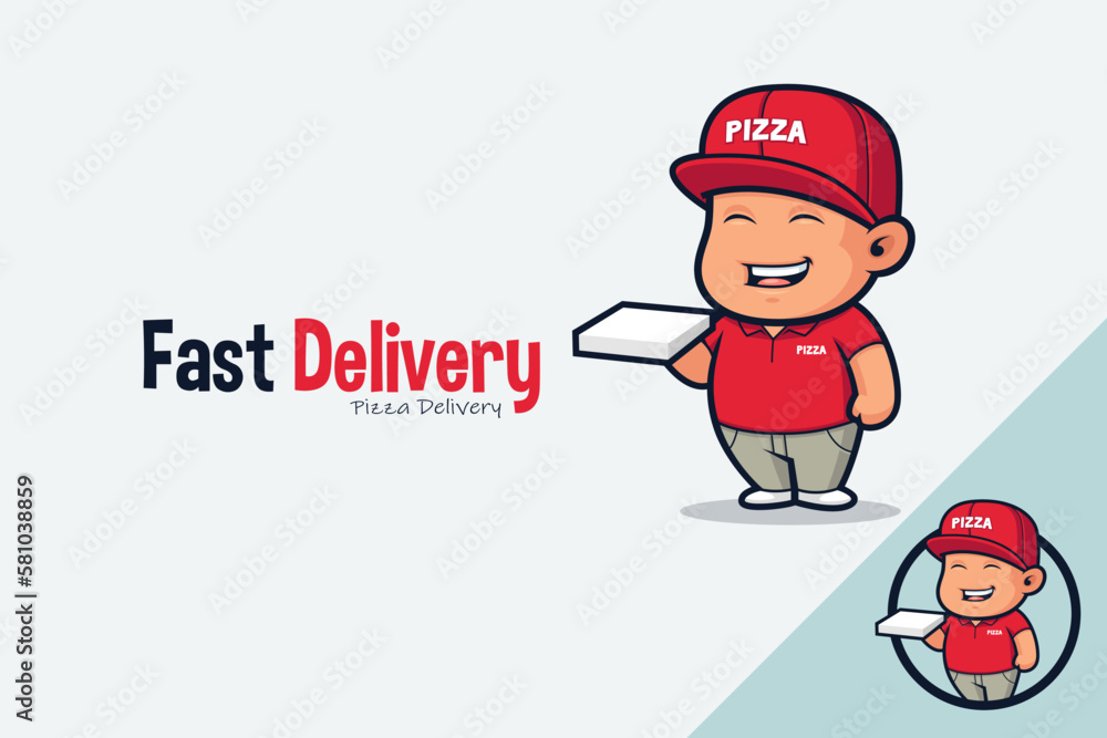 Cute Pizza Boy Delivering Pizza Cute Pizza Boy Delivering Pizza