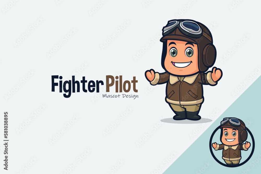 Cute Fighter Pilot Mascot Design Cute Fighter Pilot Mascot Design