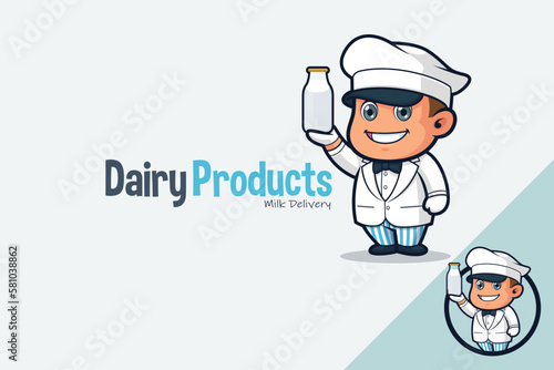 Cute Milkman Delivering Milk