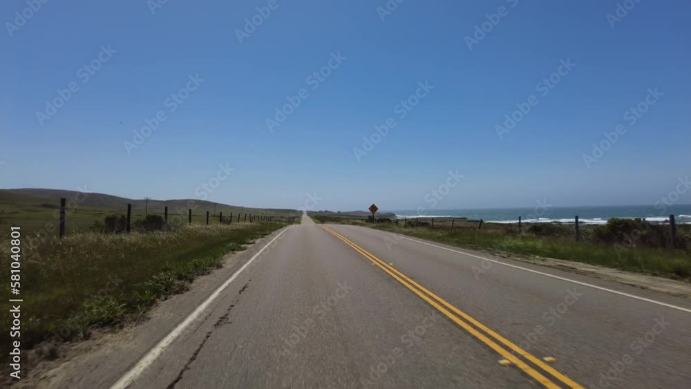 Big Sur Pacific Coast Highway Northbound 2 San Simeon to Ragged Point 11 Rear View Multi Camera Driving Plate California USA Big Sur Pacific Coast Highway Northbound 2 San Simeon to Ragged Point 11 Rear View Multi Camera Driving Plate California USA