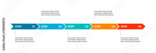 Infographic Design Template Vector. Modern Business Infographic Timeline Concept with 5 Steps or Stages. Stock Vector Illustration.