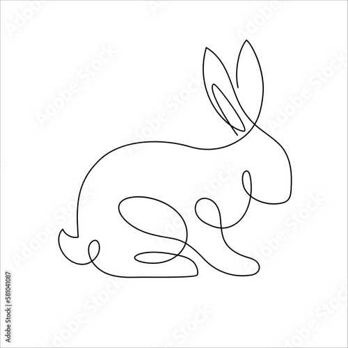 Bunny line art style icon. Rabbit line art icon. Abstract outline rabbit. Continous line drawing Rabbit minimalism style. Easter bunny linear icon. Vector illustration