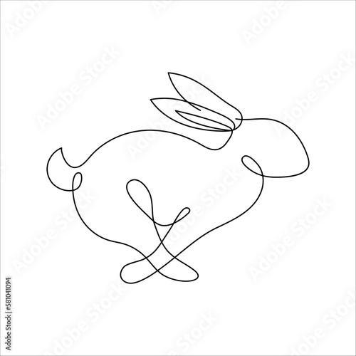 Bunny line art style icon. Rabbit line art icon. Abstract outline rabbit. Continous line drawing Rabbit minimalism style. Easter bunny linear icon. Vector illustration