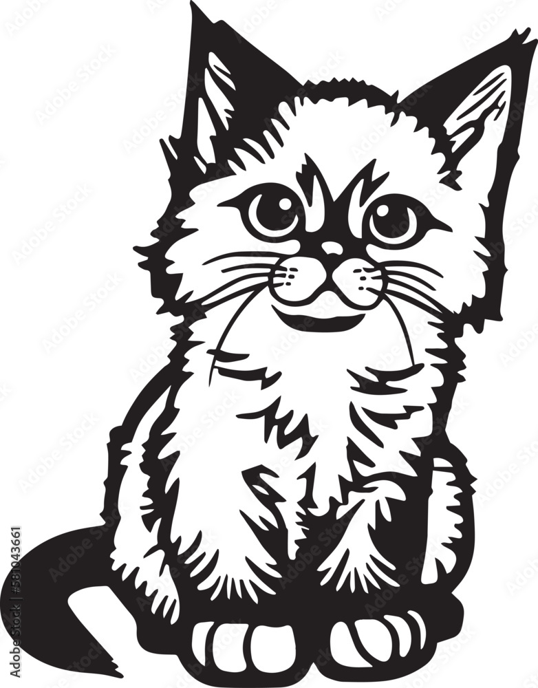 Cute Cat, SVG Vector Illustration Cute Cat, SVG Vector Illustration