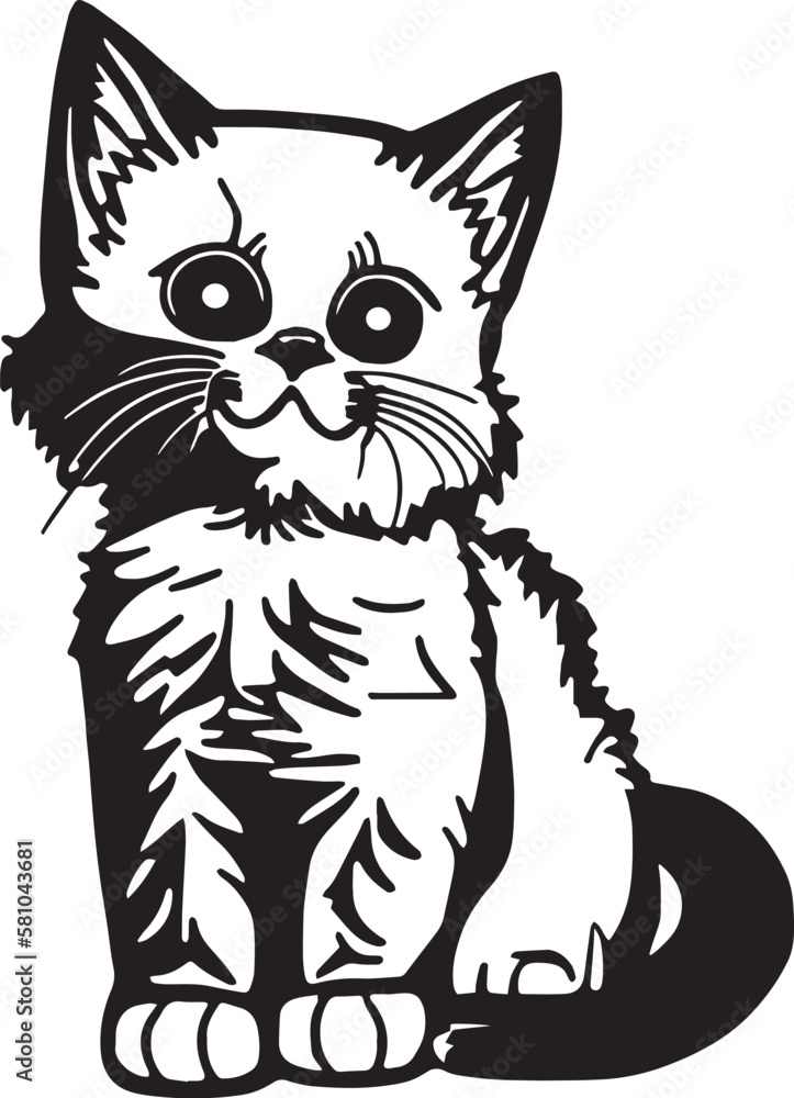 Obraz premium Cute Cat, SVG Vector Illustration