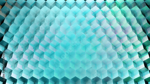 Blue hexagonal cube structure (3D Rendering)