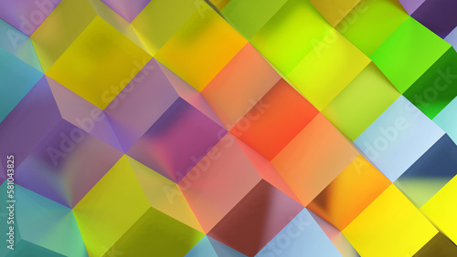 Colorful rainbow color hexagonal cube structure (3D Rendering)