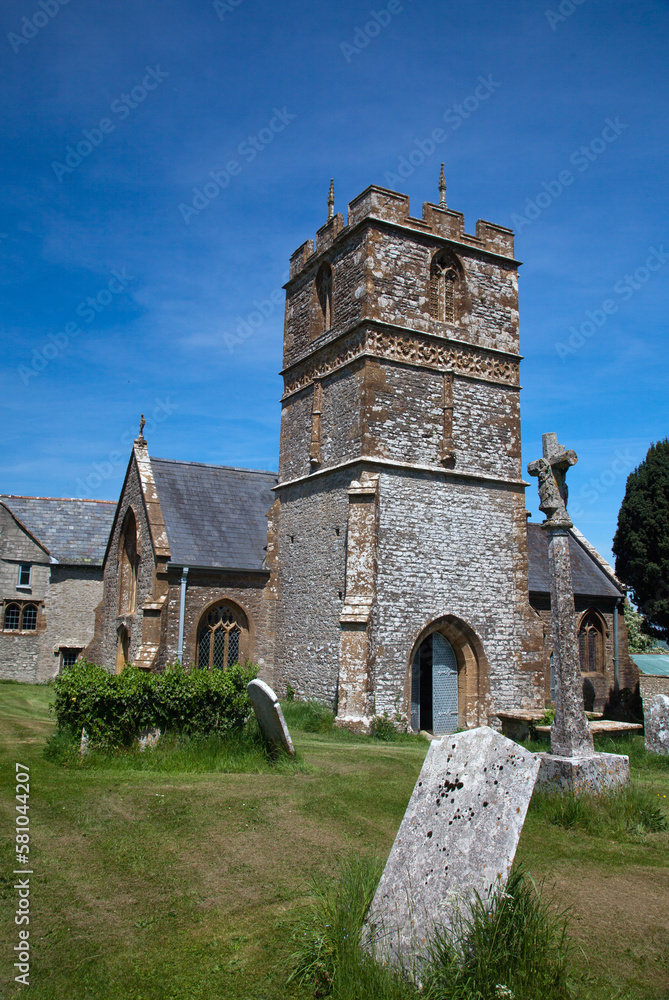 The attractive stonework church of Melbury Bubb in Dorset