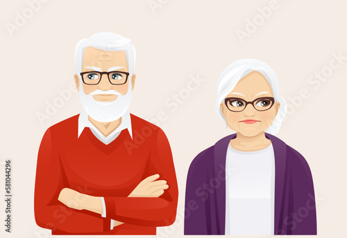 Senior old angry woman and man vector negative emotion illustration isolated