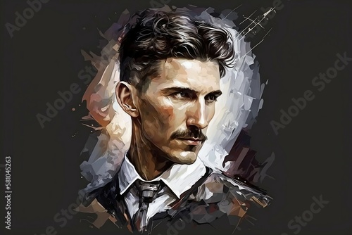 Nikola Tesla modern futuristic illustration