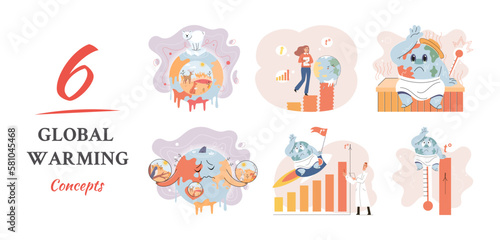 Climate change weather global greenhouse warming risks metaphor concept. Save planet. Compared planet with renewable eco resources consumption global warmings burning alternative. Environment Day