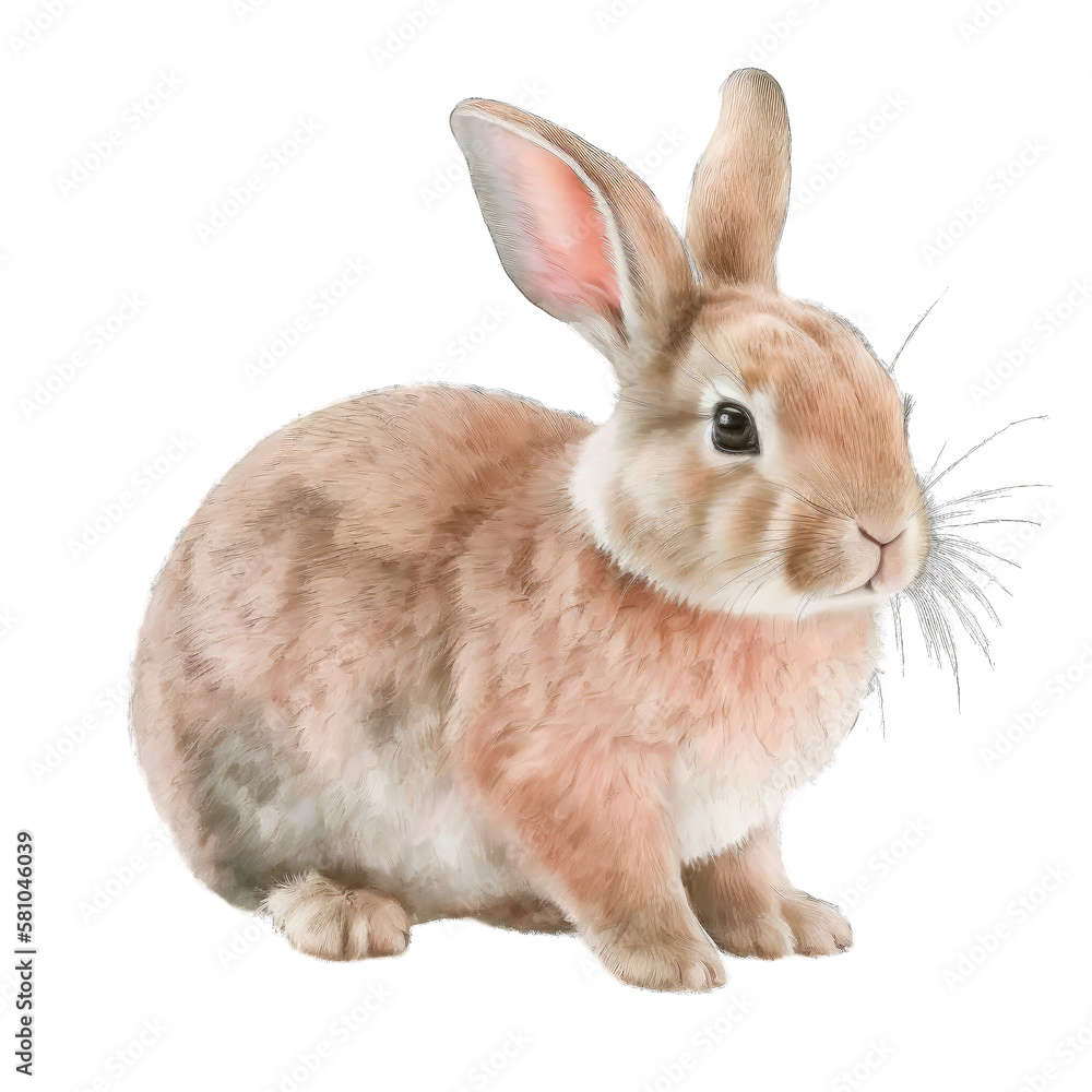 Spring easter watercolor cute bunny rabbit. Transparent background. Generative AI Spring easter watercolor cute bunny rabbit. Transparent background. Generative AI