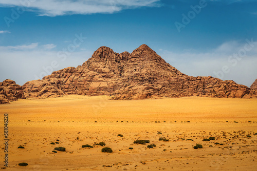 Εκτύπωση καμβά Rocky mountain in Sahara desert, Wadi rum desert and other