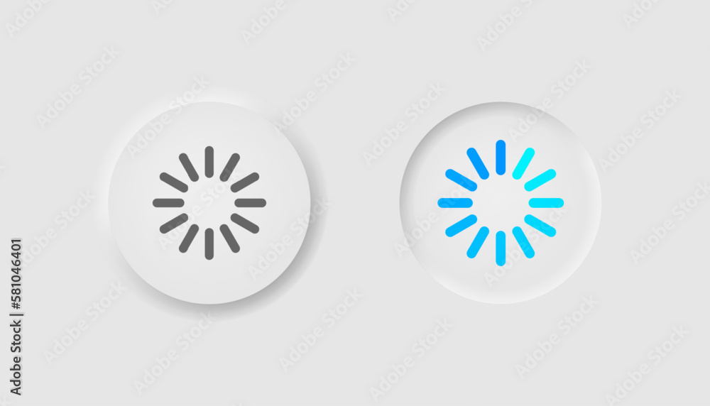 Loading round bar icon in neumorphism style. Icons for business, white UI, UX. Waiting symbol. Video loading loop, in process, app interface, downloading. Neumorphic style. Vector illustration. Loading round bar icon in neumorphism style. Icons for business, white UI, UX. Waiting symbol. Video loading loop, in process, app interface, downloading. Neumorphic style. Vector illustration.
