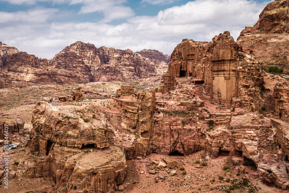 Temples and tombs in the city of Petra. Jordan, ancient architecture