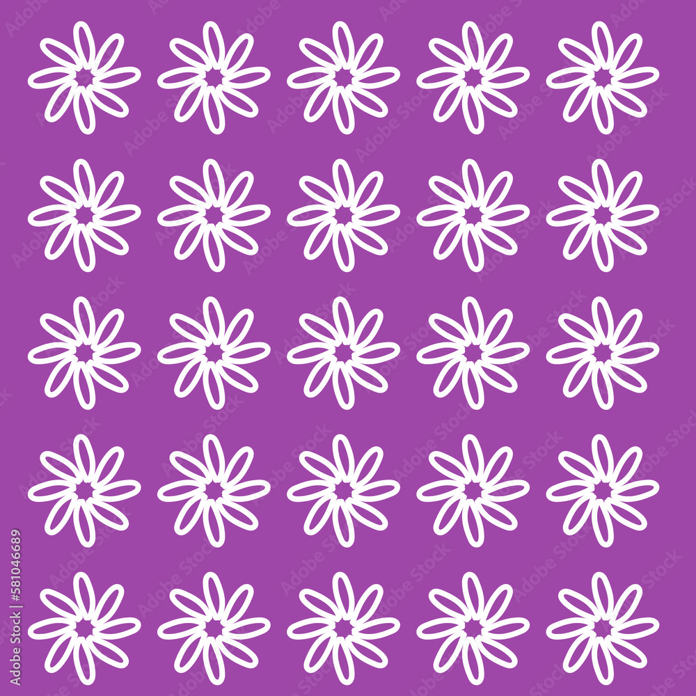 seamless pattern with flowers on purple background 