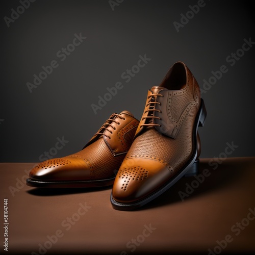 Photo realistic of new leather shoes Generative AI Illustration