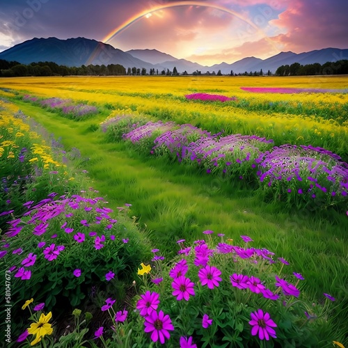 sunset over the field