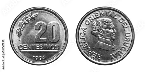 Twenty centesimos stainless steel uruguay coin photo