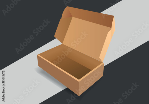 Open cardboard icon in flat style. Shipping box vector illustration on isolated background. Container sign business concept.