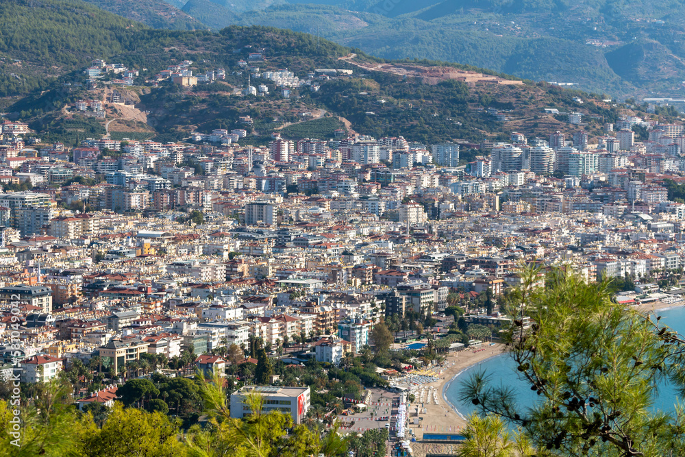 Panoramic view from the top of the cliff to Alanya