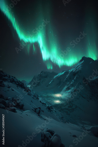 Northern lights, vertical photo. AI generative. © Iaroslav