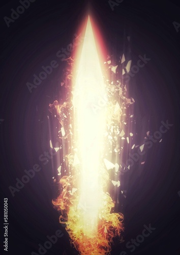 Fototapeta Naklejka Na Ścianę i Meble -  発射された3dレンダリングの燃える火炎のロケットミサイル
