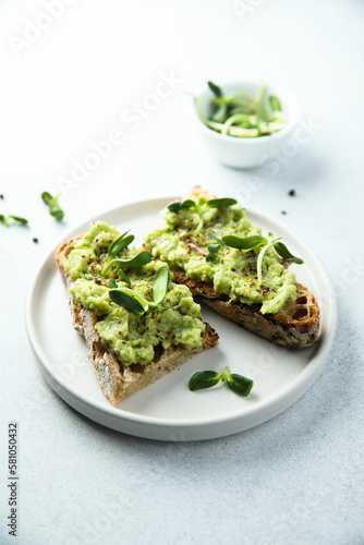 Healthy toast with mashed avocado