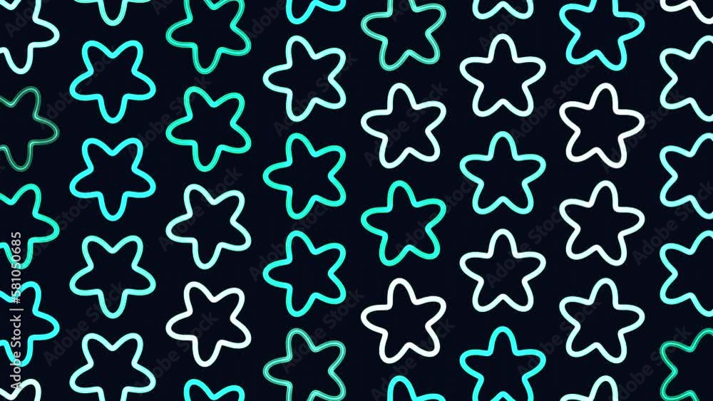 Flat colorful stars pattern in rows on black gradient, motion abstract corporate, holiday and futuristic style background Flat colorful stars pattern in rows on black gradient, motion abstract corporate, holiday and futuristic style background