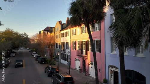 charleston sc, south carolina aerial of rainbow row