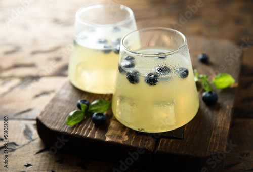 Refreshing lemonade with fresh blueberry
