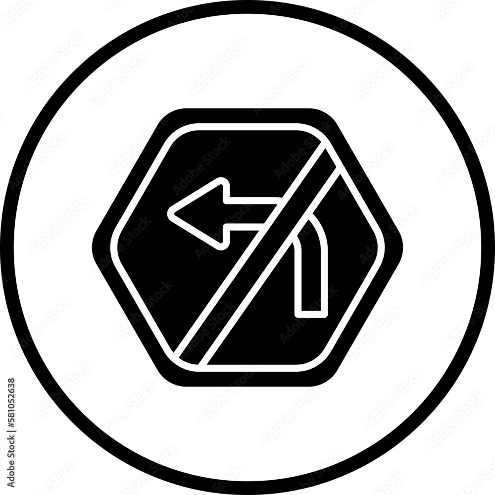 Vector Design No Left Turn Icon Style Vector Design No Left Turn Icon Style