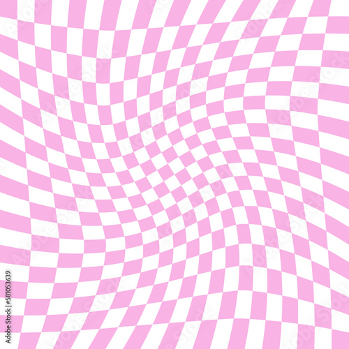 Pink groovy psychedelic wavy chessboard background, hippie twisted checkerboard, gingham pattern backdrop, cut out ,png transparent.