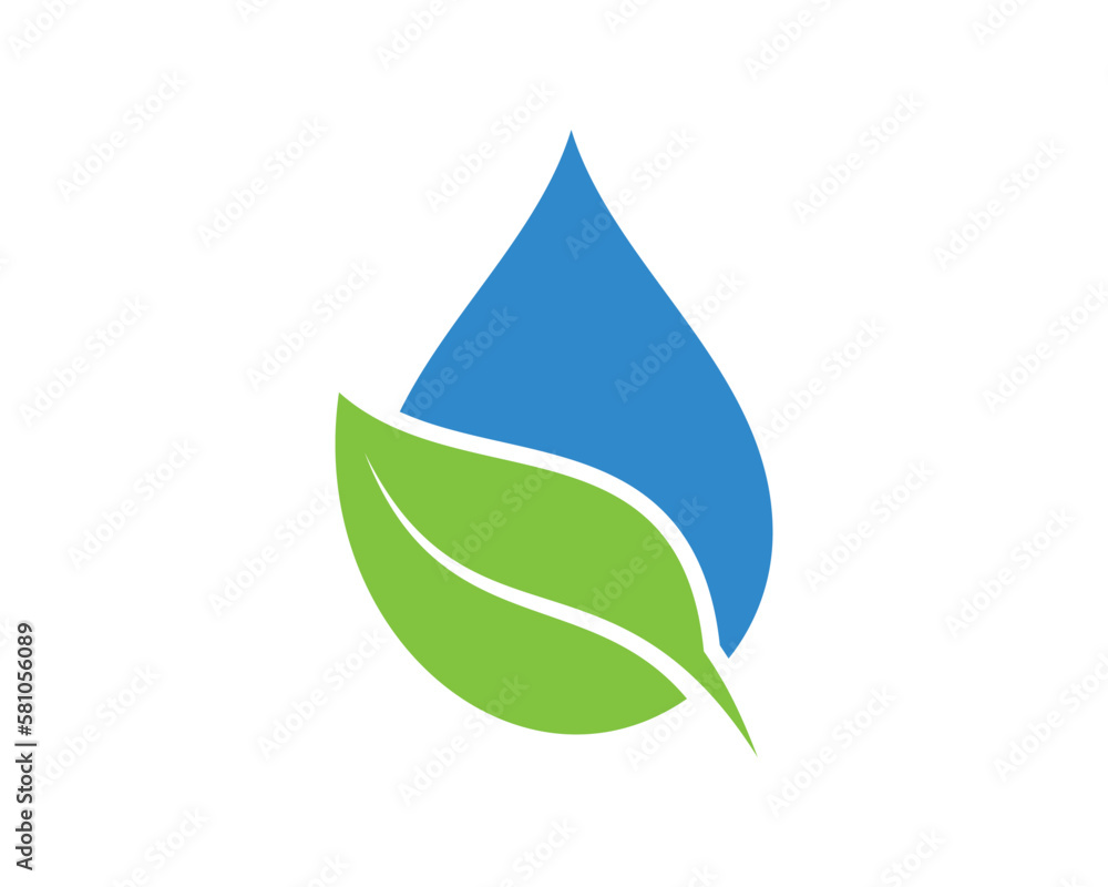 Foto Water drop with green leaf inside