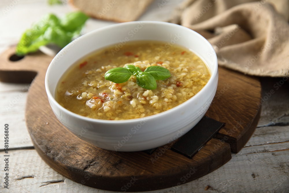 Homemade lentil soup with vegetables Homemade lentil soup with vegetables
