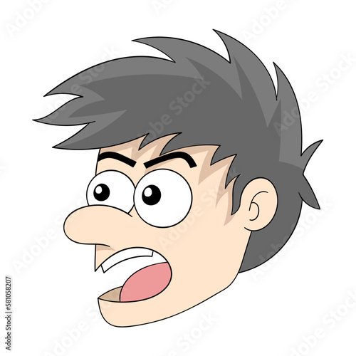 Quadro em tela emoticon boy head with a gaping face eyes bulging angry