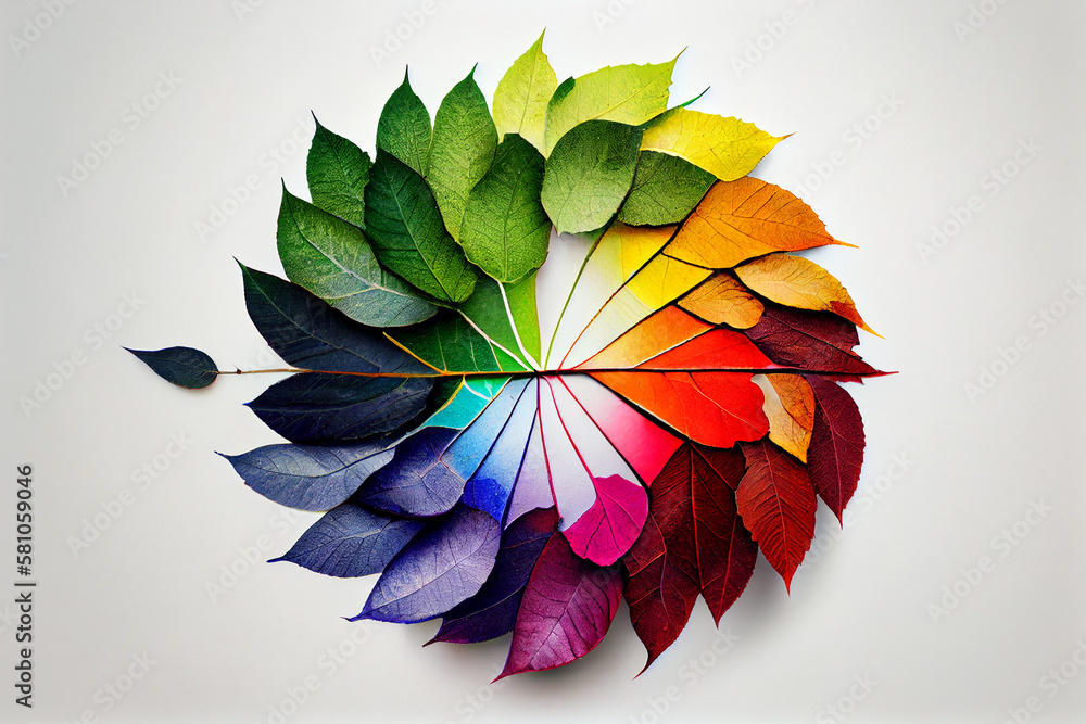 circle of season rainbow leaf , Generate AI