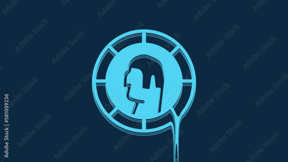 Blue Ancient Greek coin icon isolated on blue background. 4K Video motion graphic animation Blue Ancient Greek coin icon isolated on blue background. 4K Video motion graphic animation