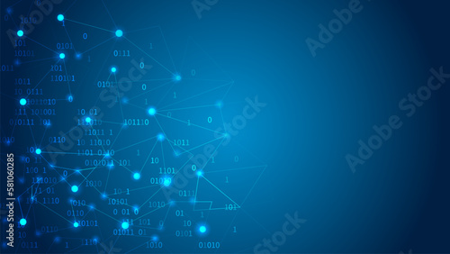 Illustration of computer network. Random binary data