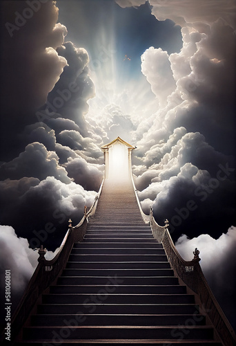 Photographie stairway to heaven, gates of heaven. Generative ai