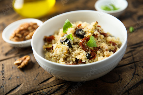 Couscous with sun dried tomatoes and olives