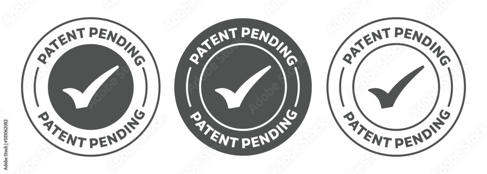 Patent pending icon. Black and White rounded vector stamp of patent