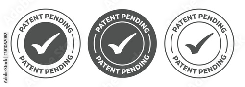 Patent pending icon. Black and White rounded vector stamp of patent pending. logo, vector, badge, stamp, Sign, Seal emblem of patent pending. photo