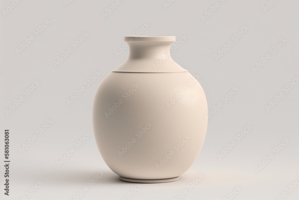 A Plain Beige Vase on White. Generative AI